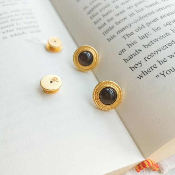 NEW Julie Vos Madison Gold Acetate Stud Earrings - Picture 4 of 4